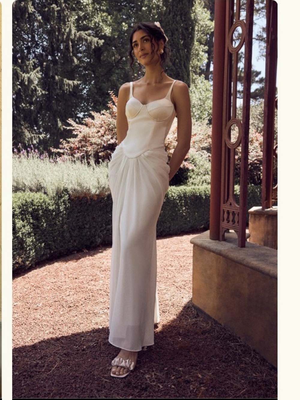 Meshki Leila Ivory Satin Corset Maxi Gown Engagement Bridal NWT